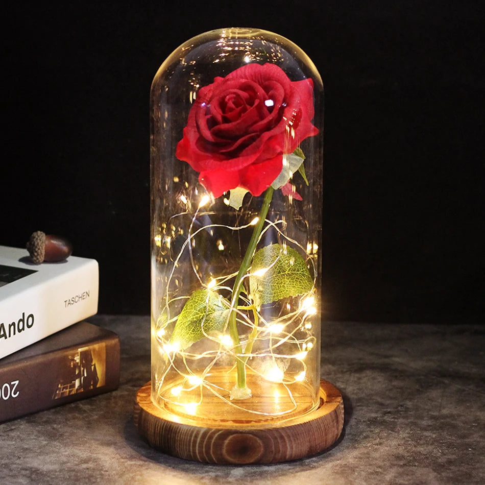 Beauty and the beast inspired glass rose