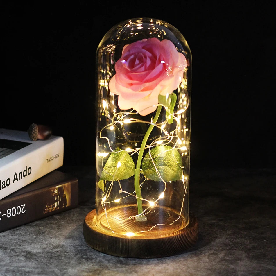 Beauty and the beast inspired glass rose