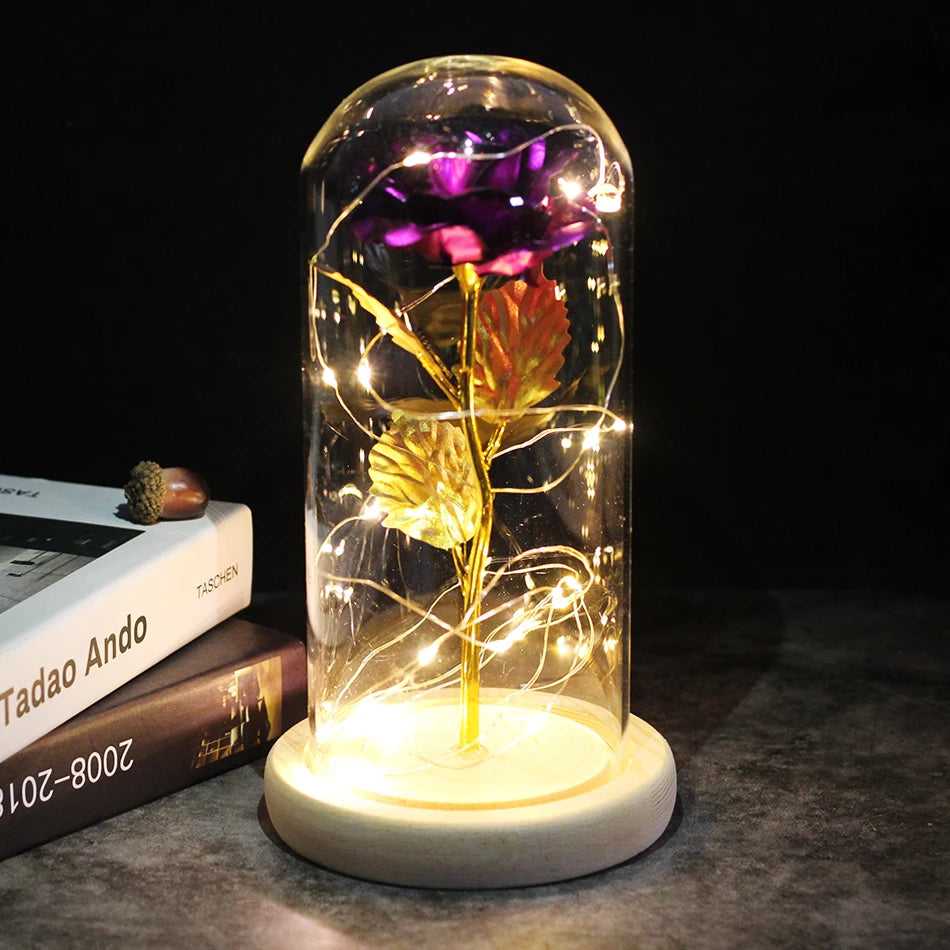 Beauty and the beast inspired glass rose