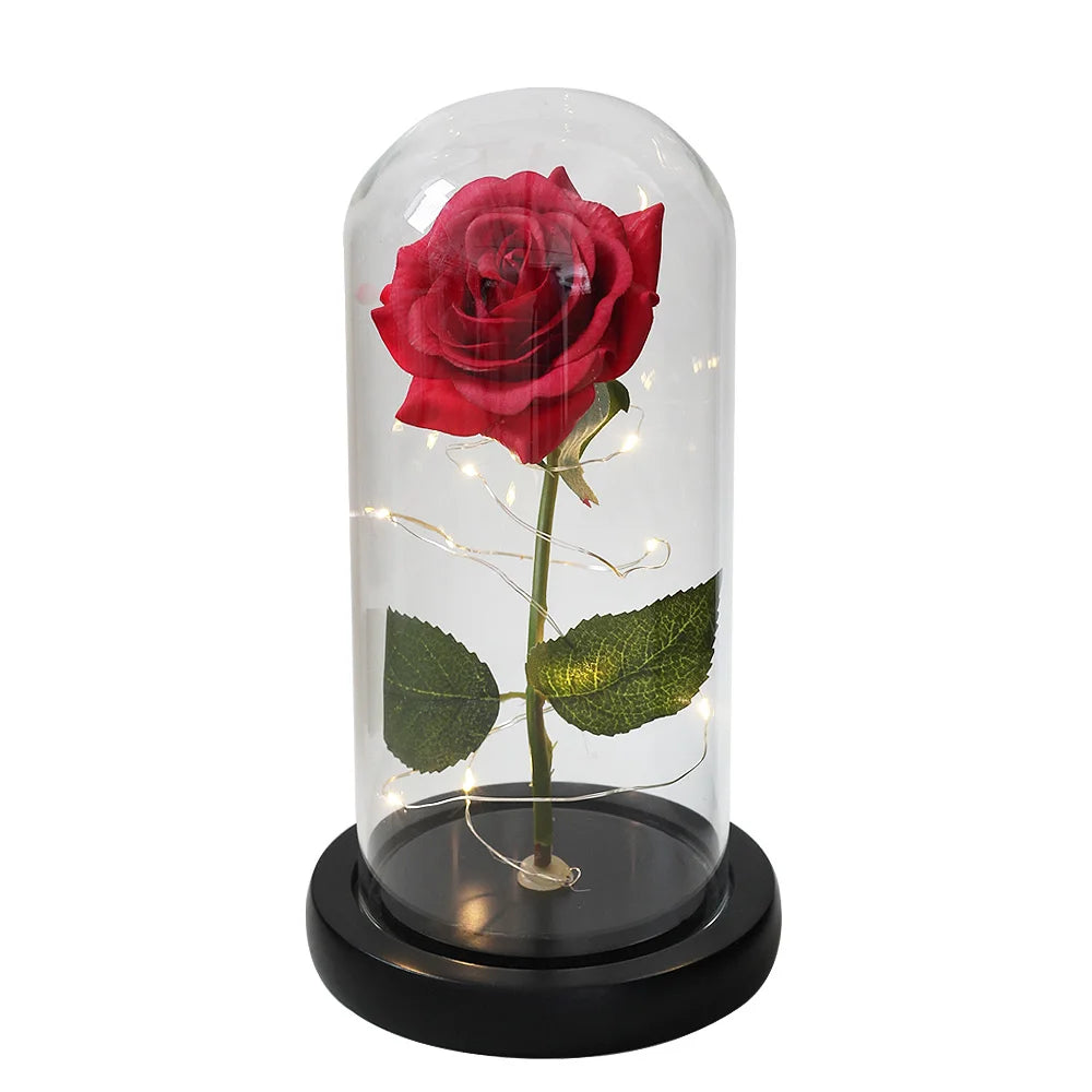 Beauty and the beast inspired glass rose