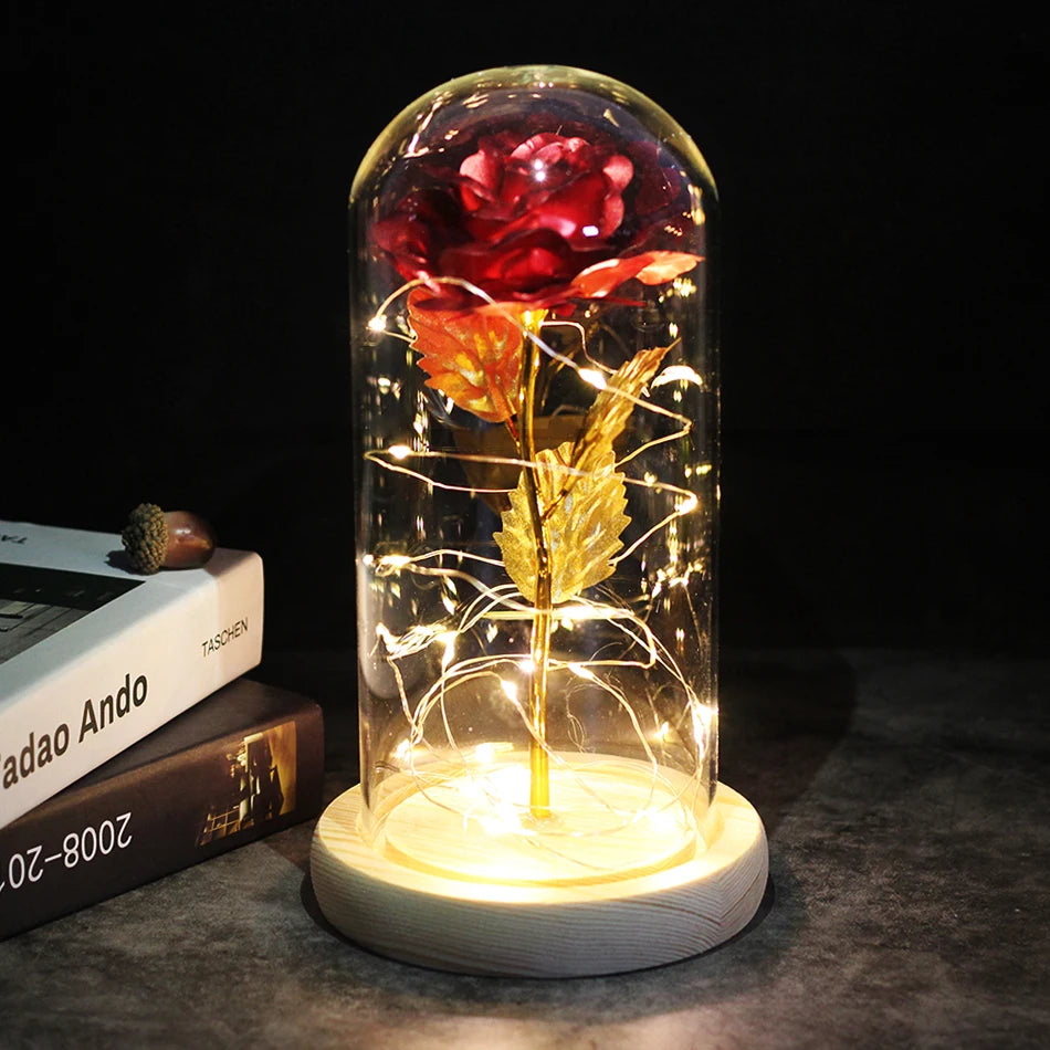 Beauty and the beast inspired glass rose