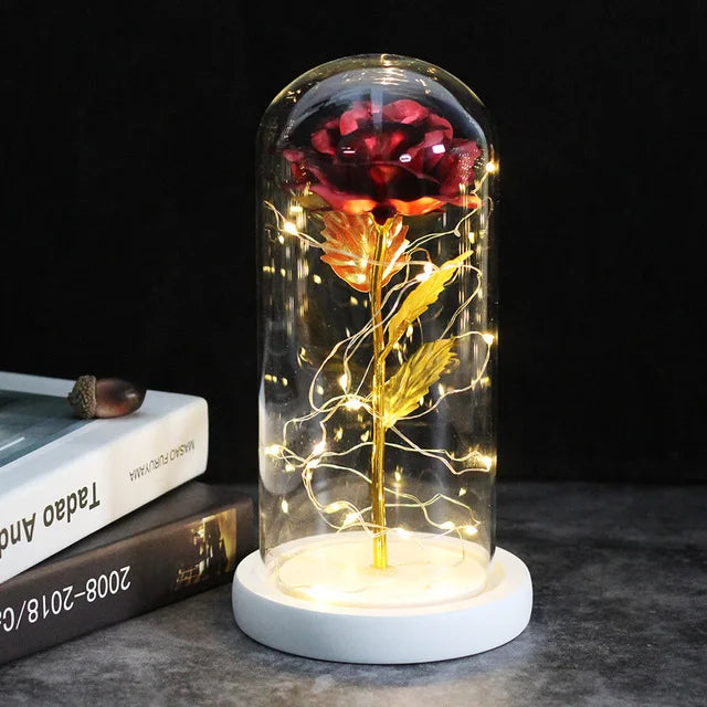 Beauty and the beast inspired glass rose