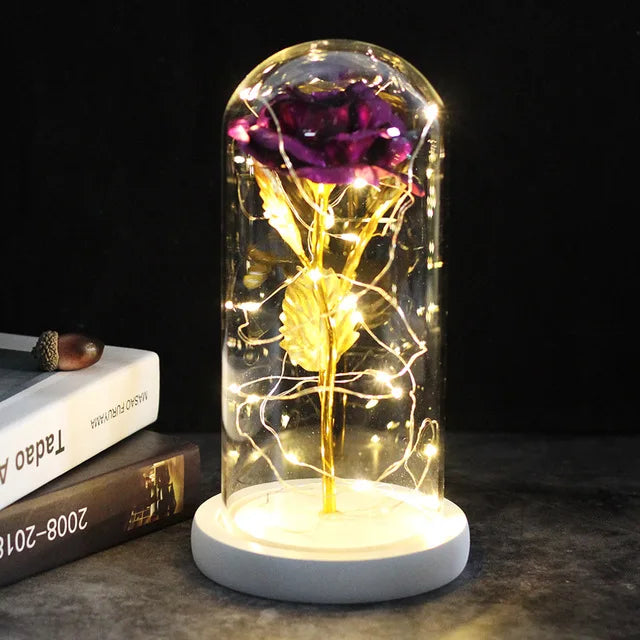 Beauty and the beast inspired glass rose