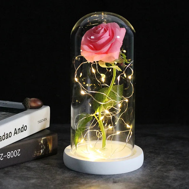 Beauty and the beast inspired glass rose