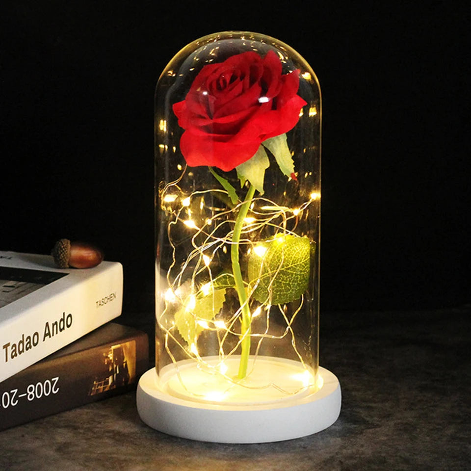 Beauty and the beast inspired glass rose