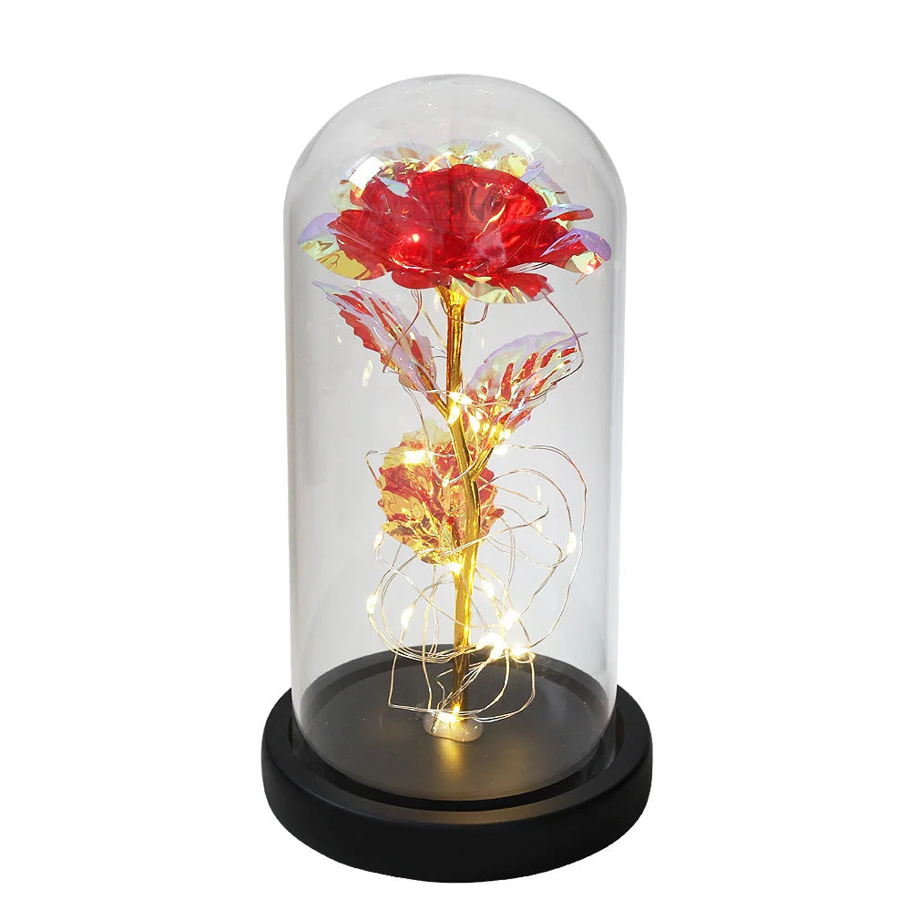 Beauty and the beast inspired glass rose