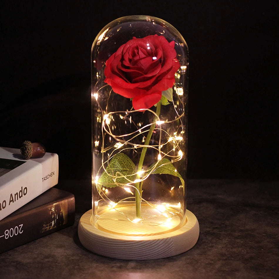 Beauty and the beast inspired glass rose