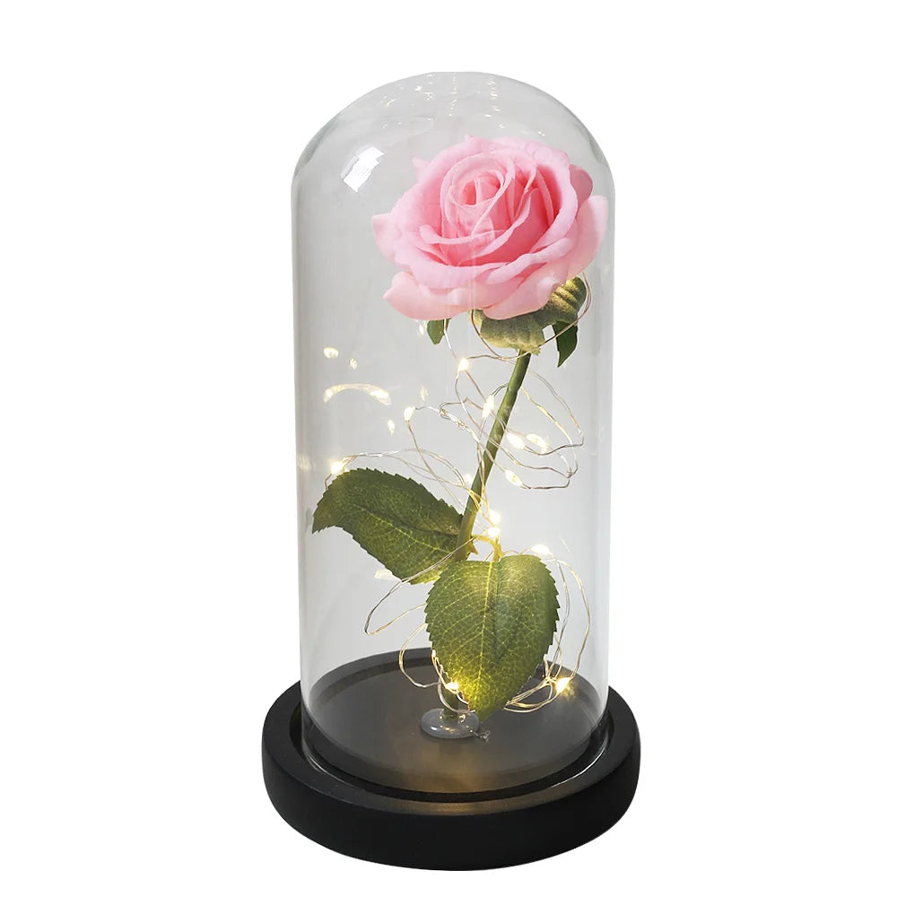 Beauty and the beast inspired glass rose