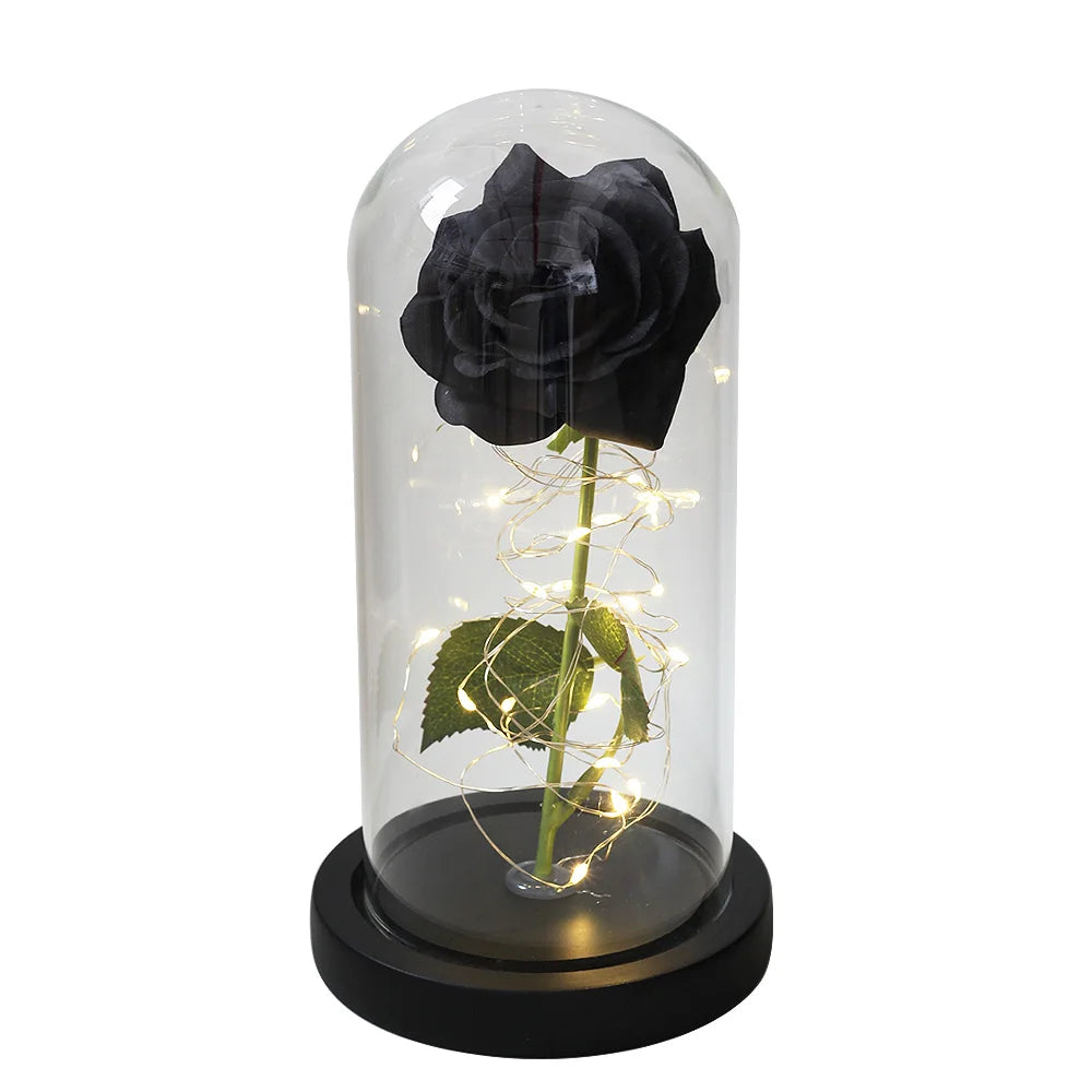 Beauty and the beast inspired glass rose