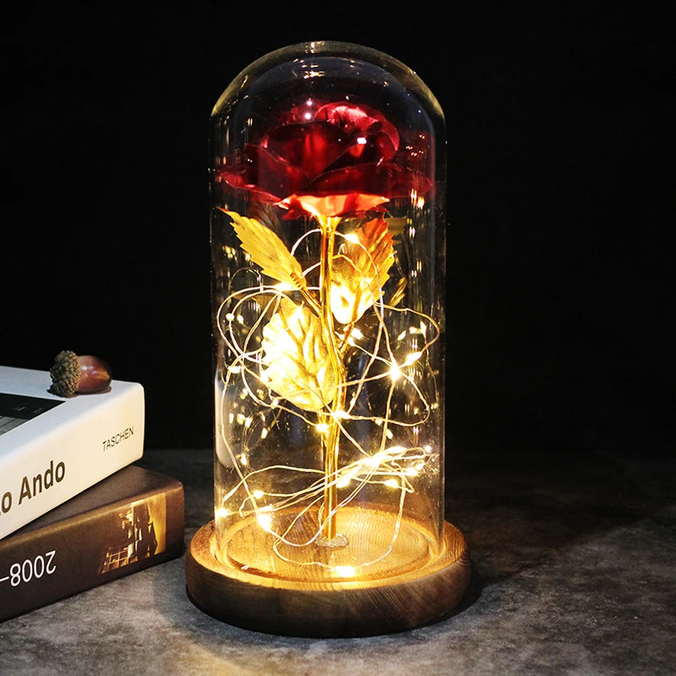 Beauty and the beast inspired glass rose