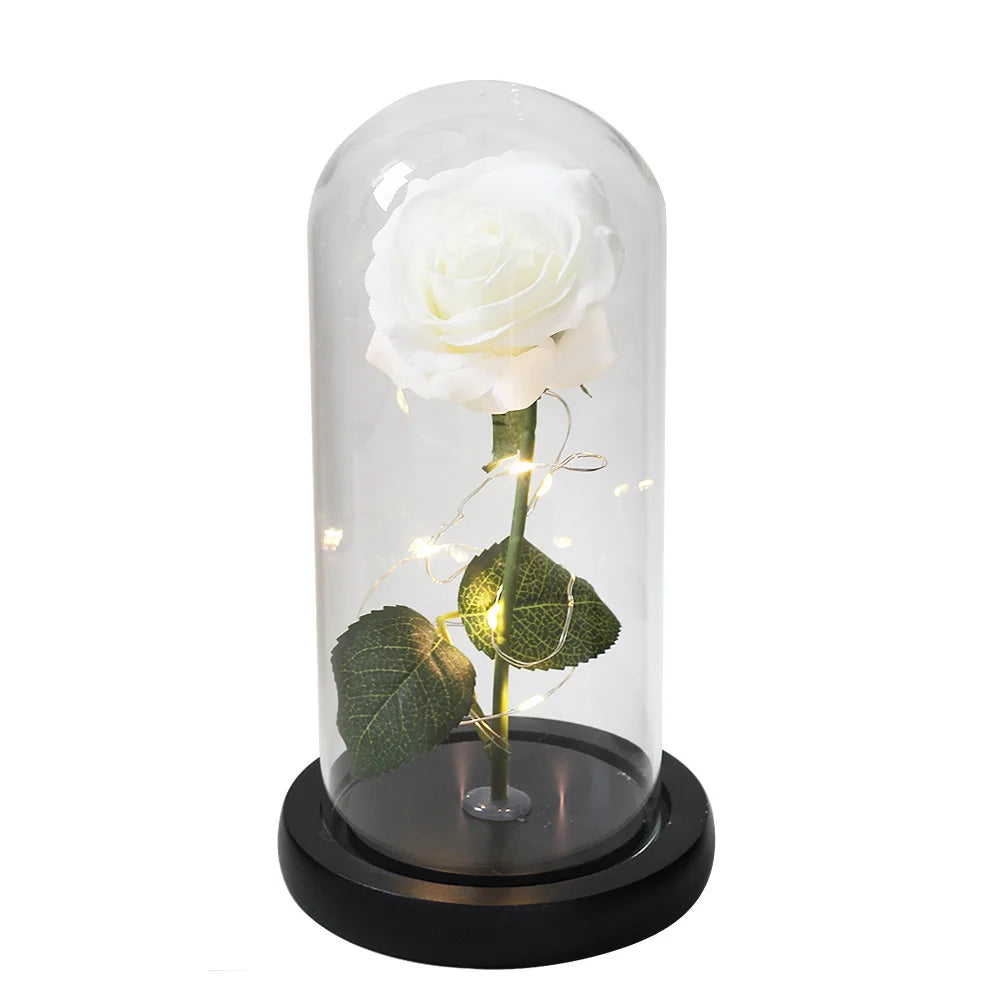 Beauty and the beast inspired glass rose