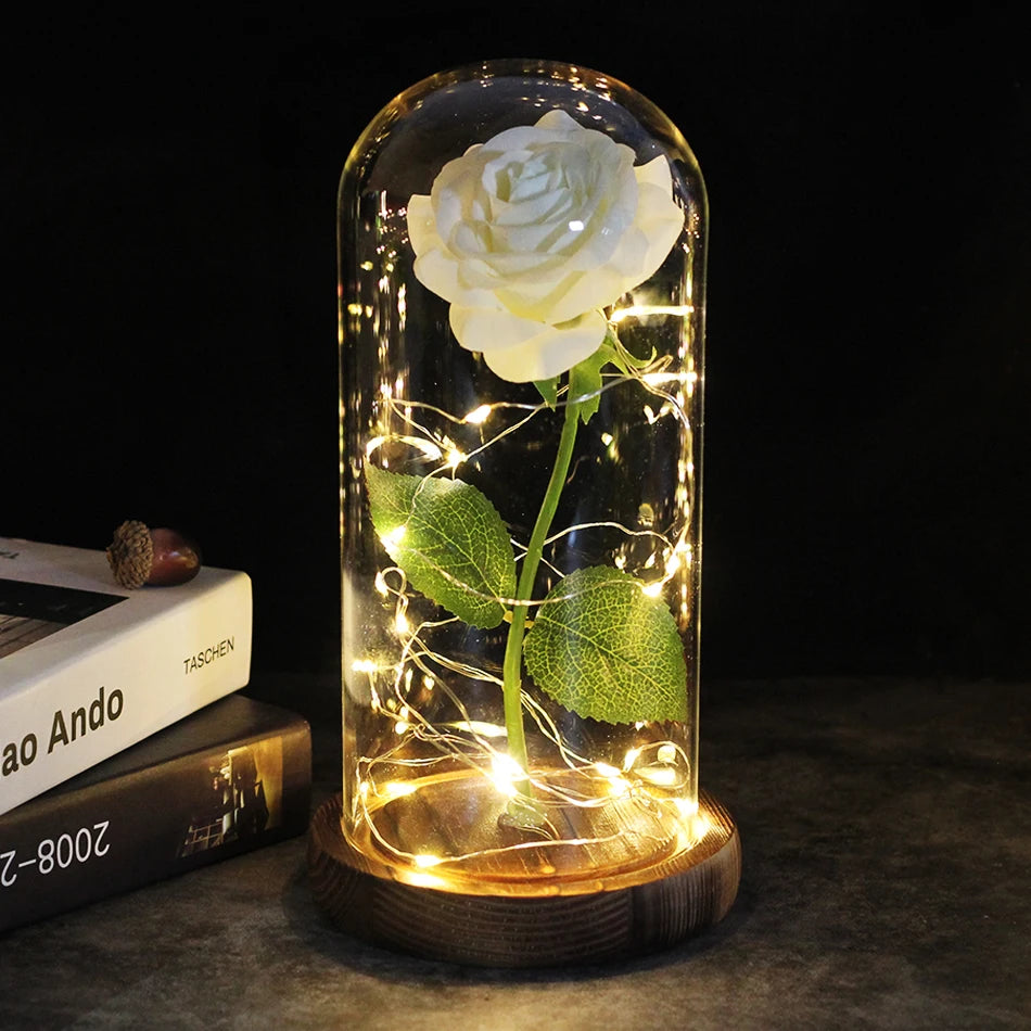 Beauty and the beast inspired glass rose