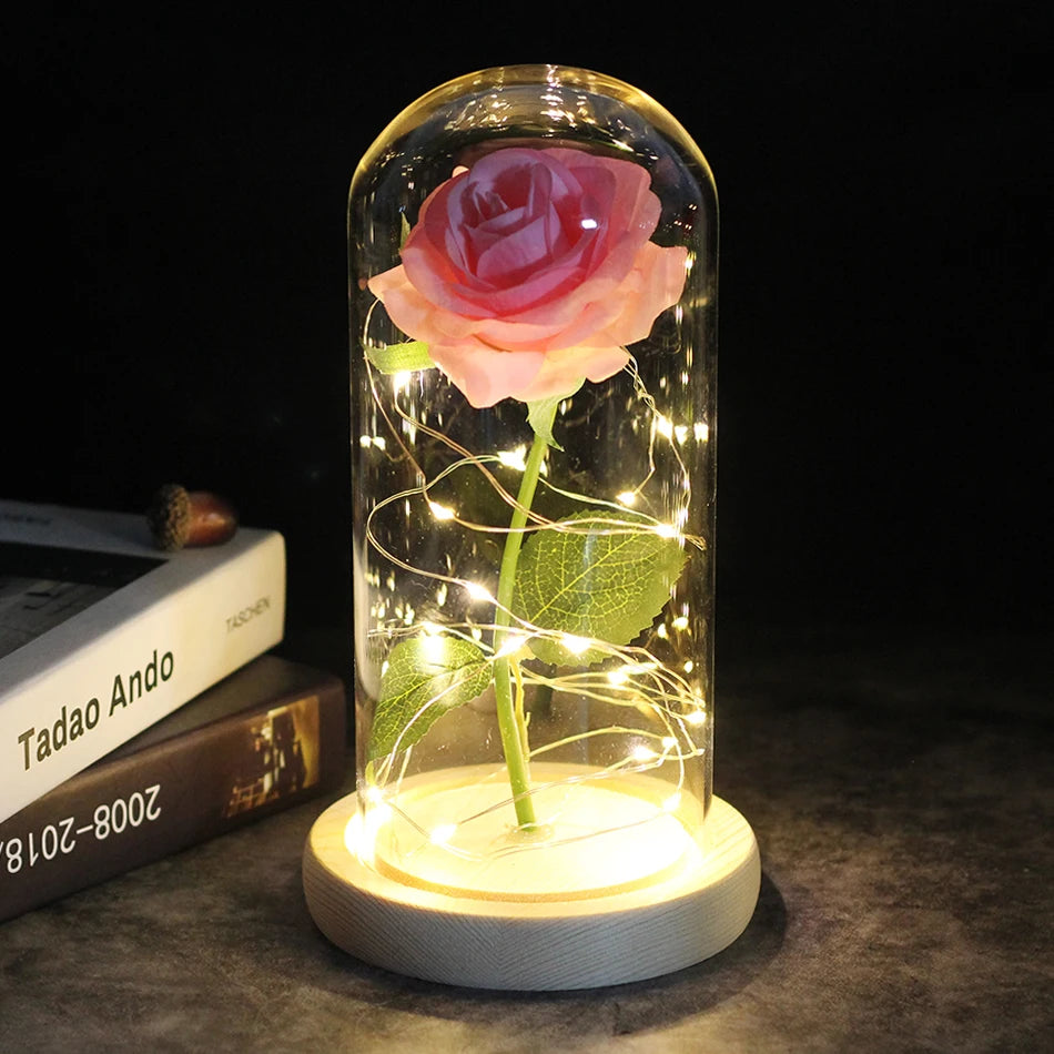 Beauty and the beast inspired glass rose