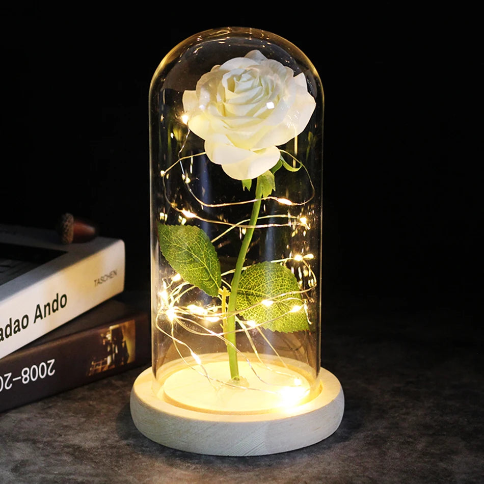 Beauty and the beast inspired glass rose